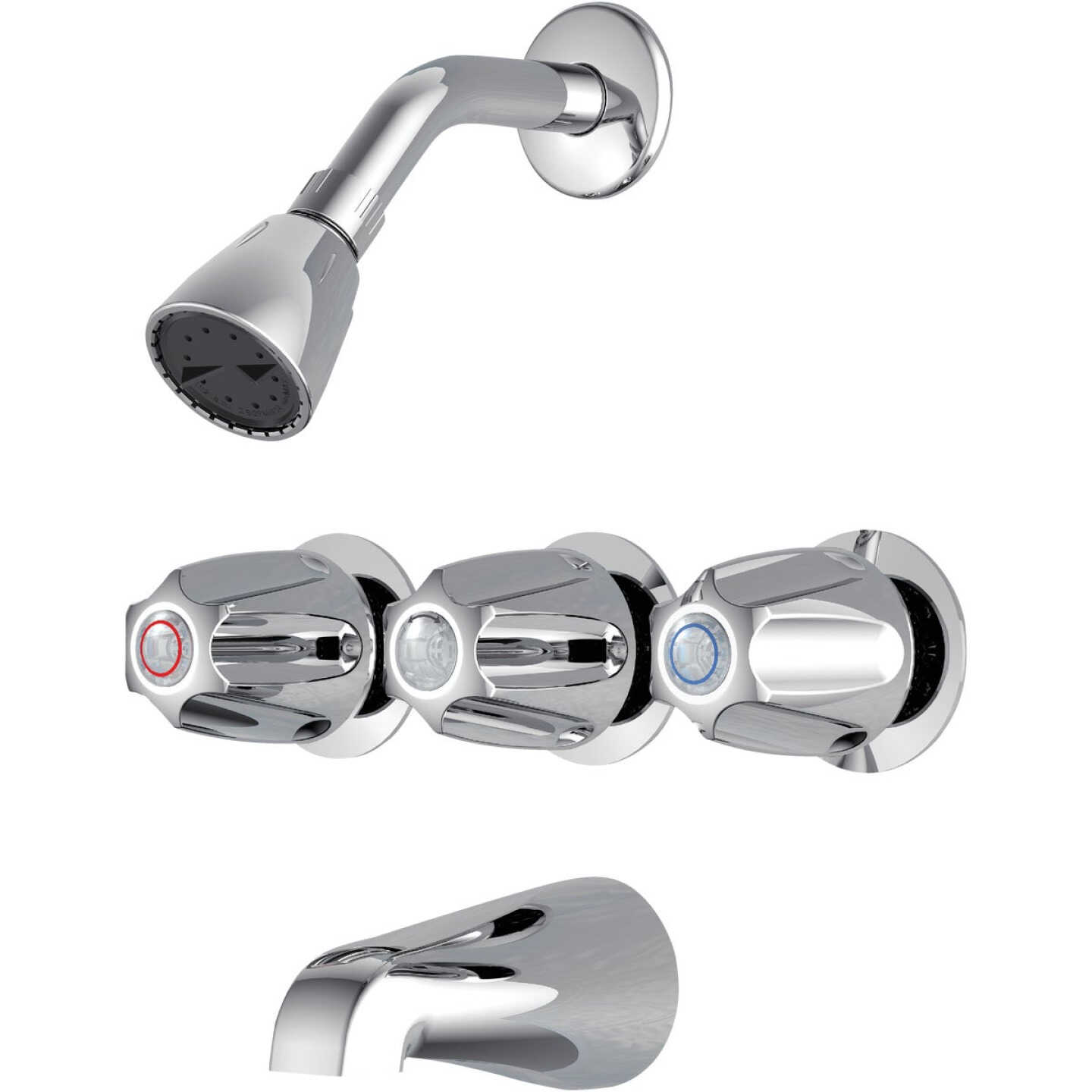 Home Impressions Chrome 3-Handle Metal Knob Tub & Shower Faucet Image 1