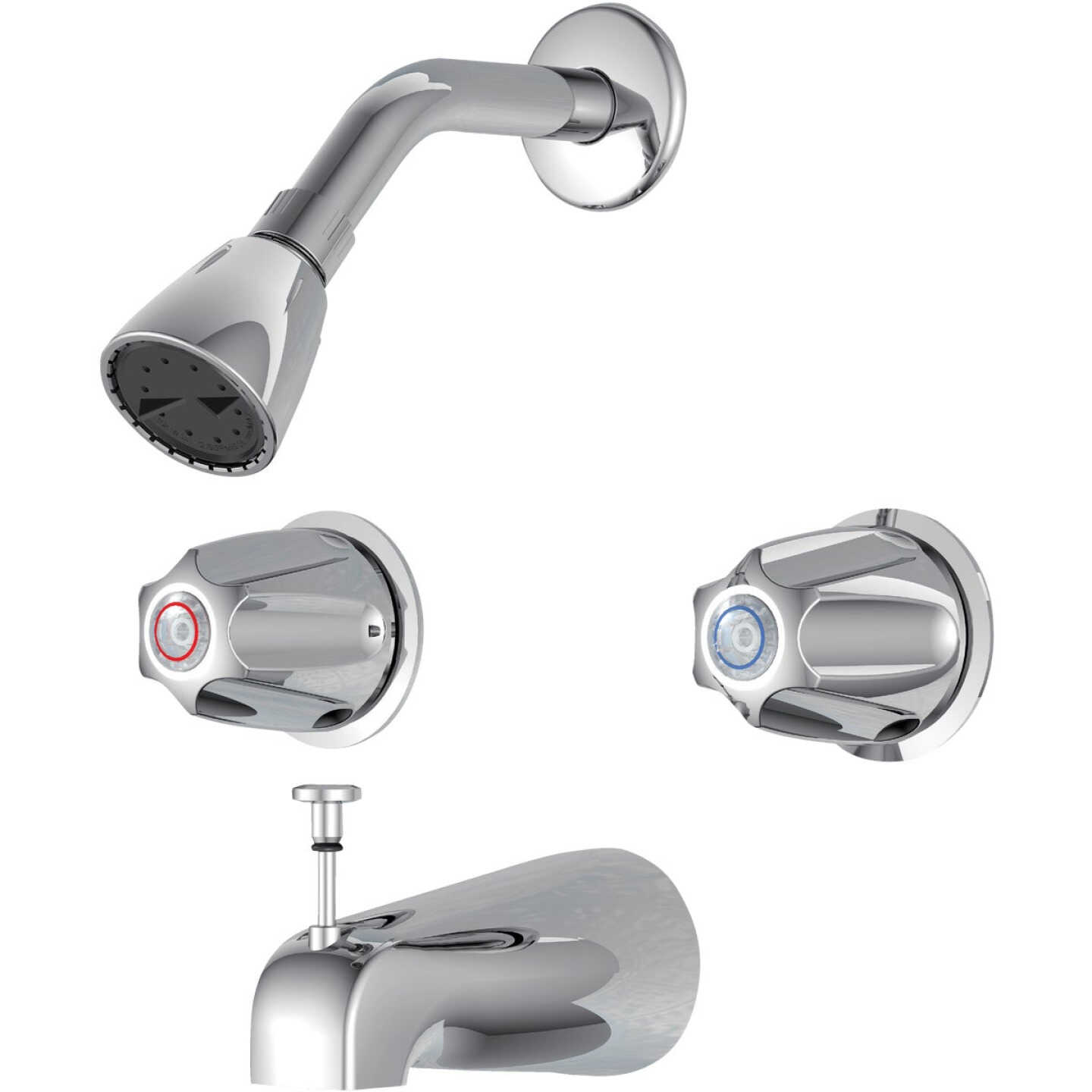 Home Impressions Chrome 2-Handle Metal Knob Tub & Shower Faucet Image 1