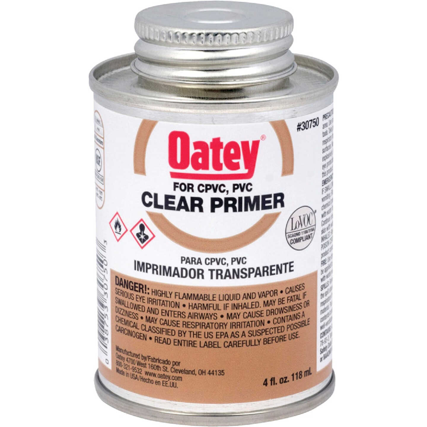 Oatey 4 Oz. Clear Pipe and Fitting Primer for PVC/CPVC Image 1