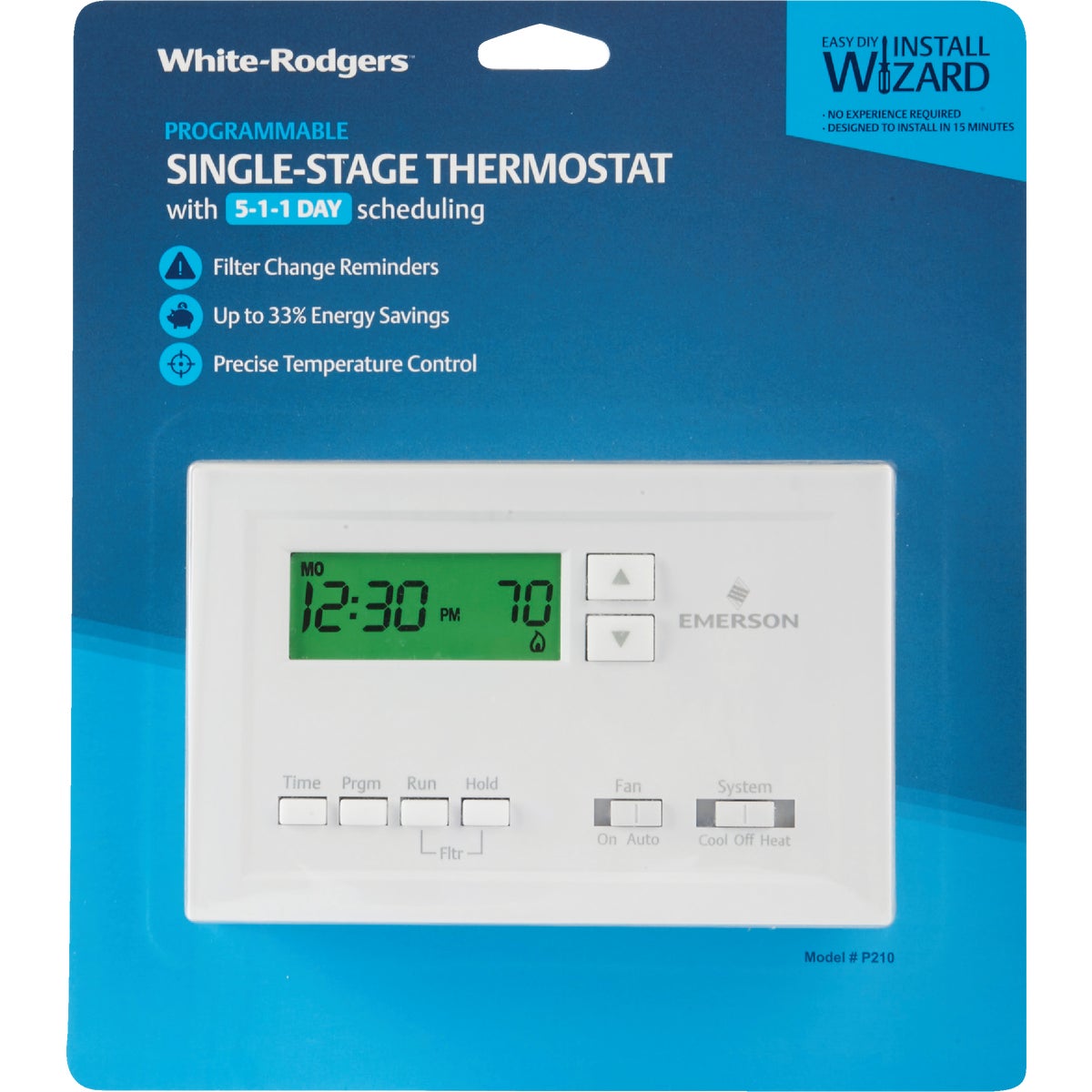 White Rodgers 5-1-1 Day Programmable White Digital Thermostat Image 2