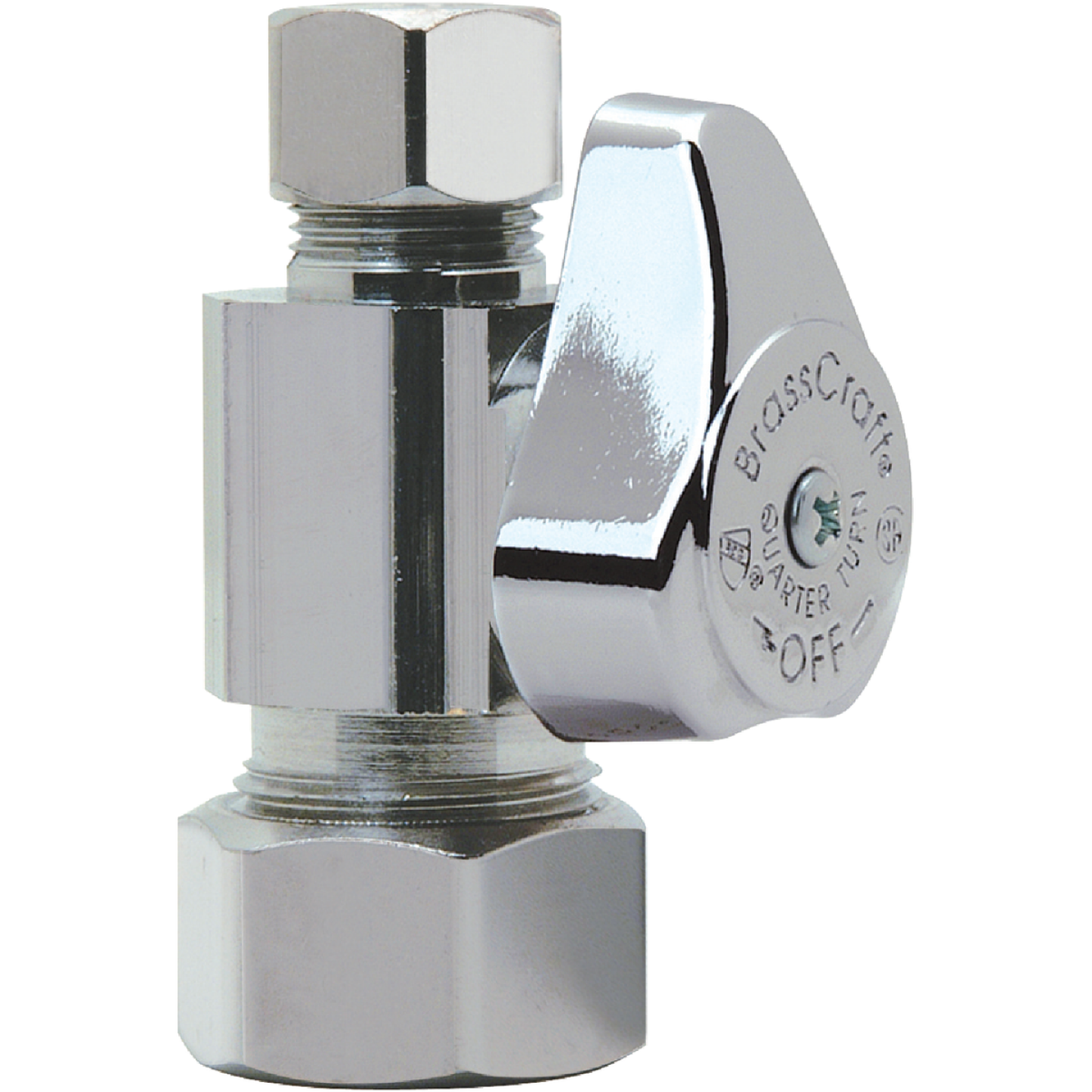BrassCraft 5/8 In. OD CMP x 3/8 In. OD CMP Quarter Turn Off Straight Valve Image 1