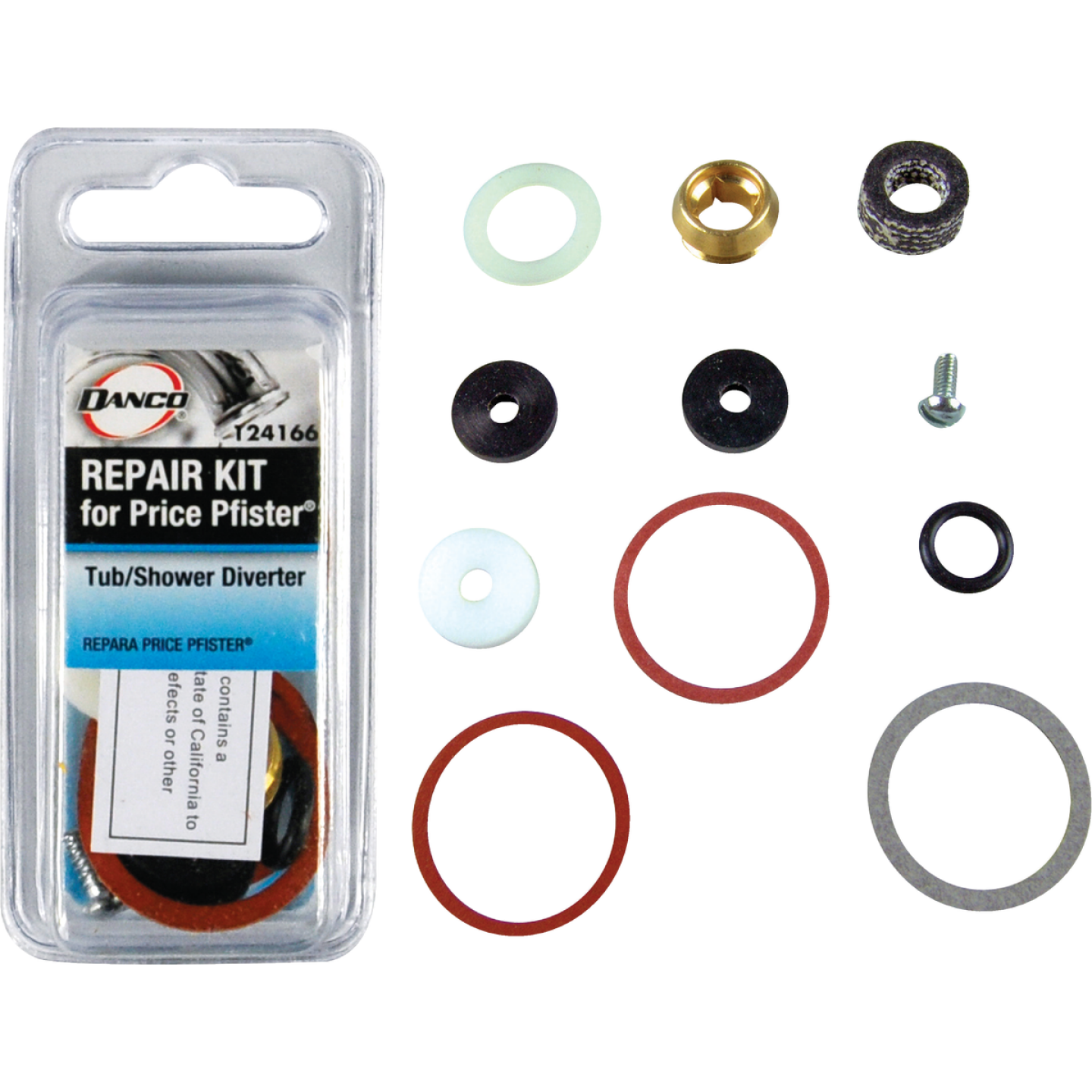 Danco Price Pfister, Tub/Shower Diverter Rubber, Metal, Fiber Faucet Repair Kit Image 1