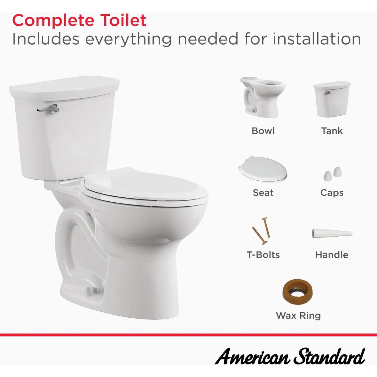 American Standard Cadet Chair Height White Elongated Bowl 1.28 GPF Toilet Image 2