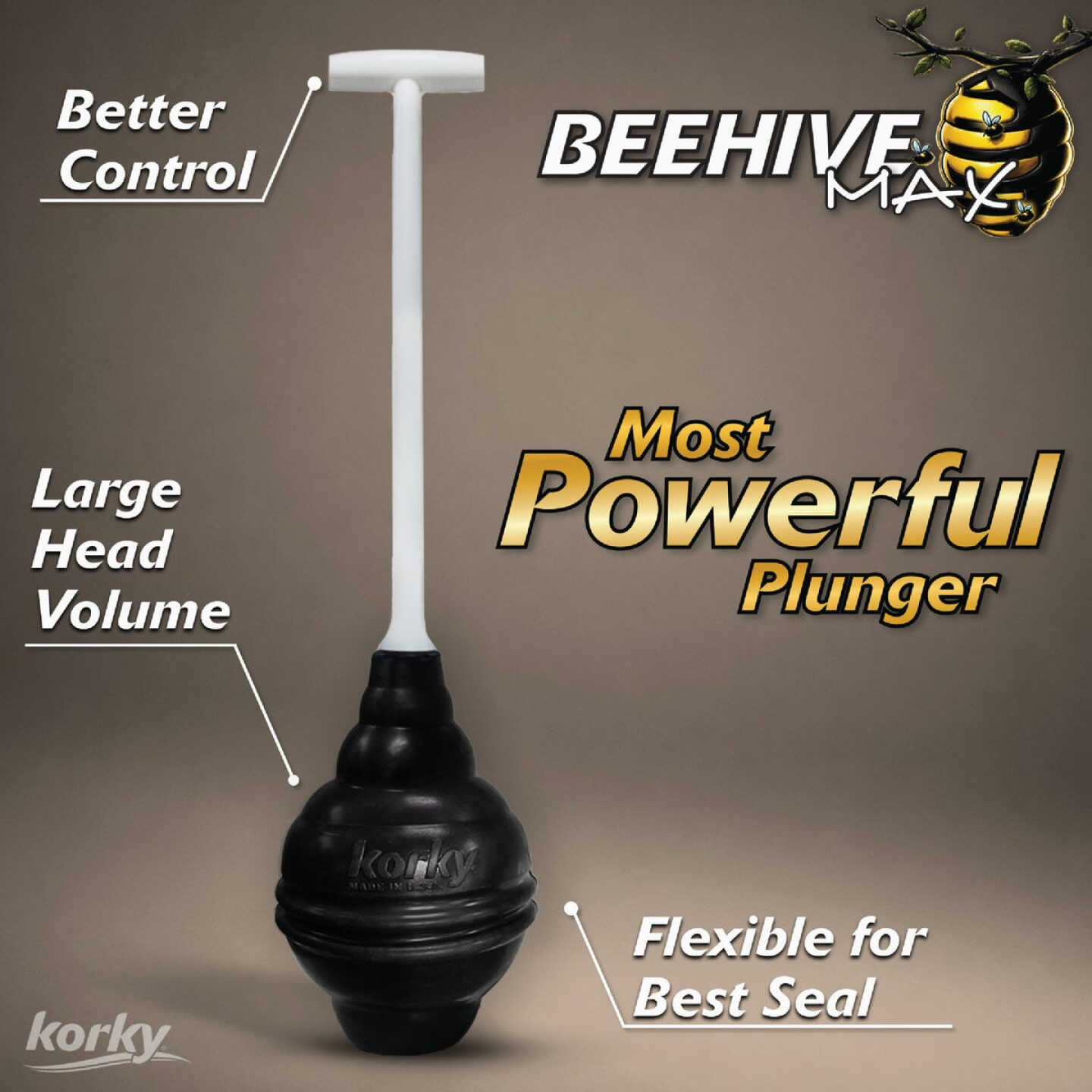 Korky Flexible Bellowed Head 6.5" Toilet Plunger Image 3