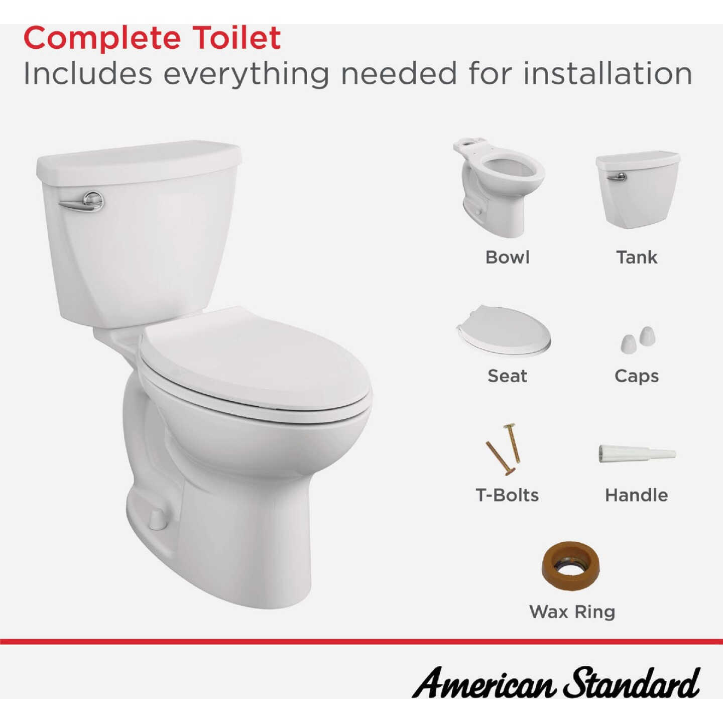 American Standard Cadet 3 10 In. Rough-In White Chair Height Elongated Bowl 1.28 GPF Toilet Image 3