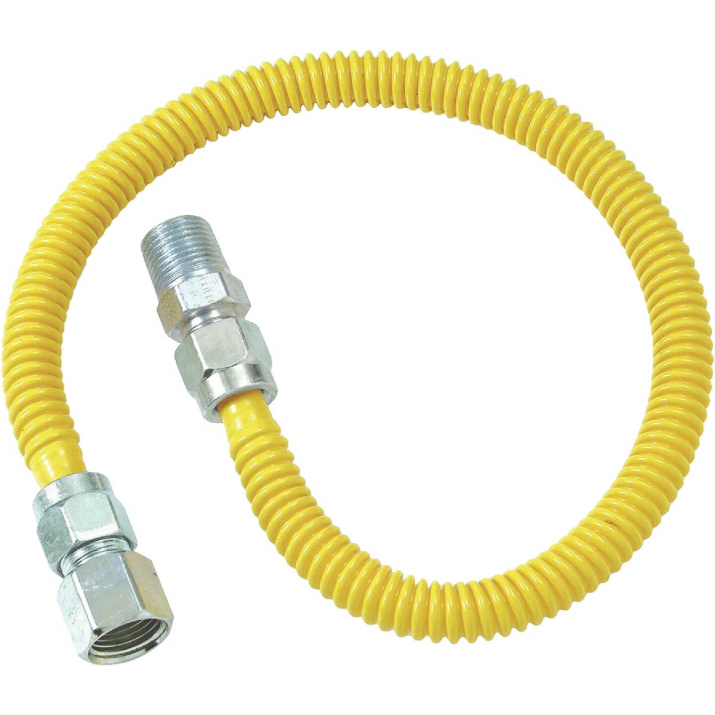 Dormont 1/2 In. OD x 36 In. Coated Stainless Steel Gas Connector, 1/2 In. FIP x 1/2 In. MIP (Tapped 3/8 In. FIP) Image 1