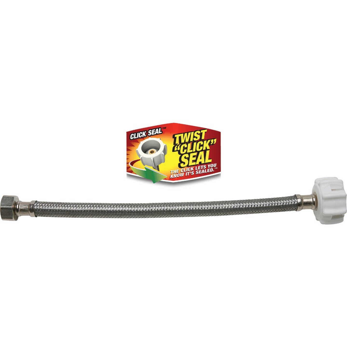 Fluidmaster Click Seal 3/8 In. Comp x 7/8 In. Ballcock x 12 In. L Braided Stainless Steel Toilet Connector Image 3