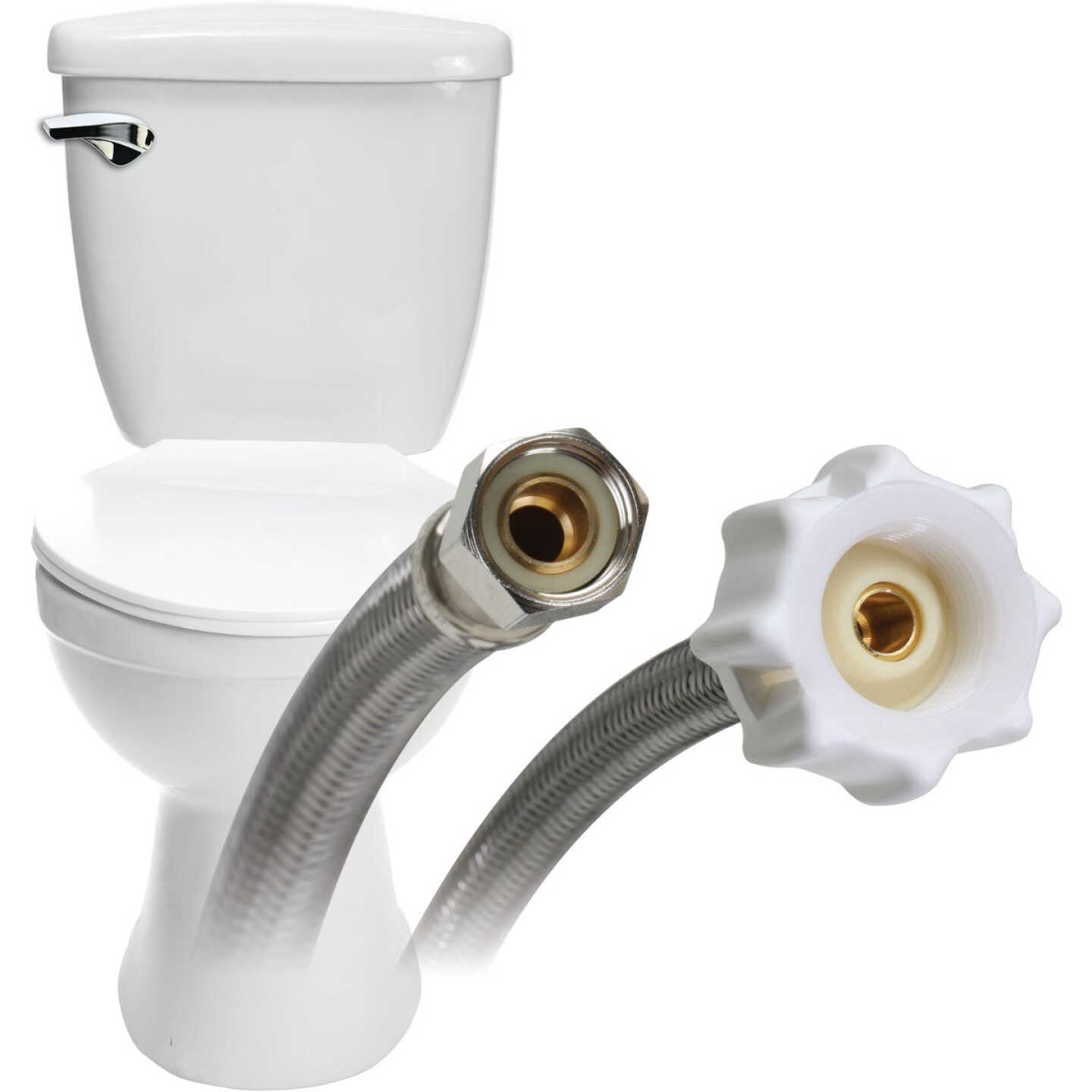 Fluidmaster Click Seal 3/8 In. Comp x 7/8 In. Ballcock x 12 In. L Braided Stainless Steel Toilet Connector Image 4