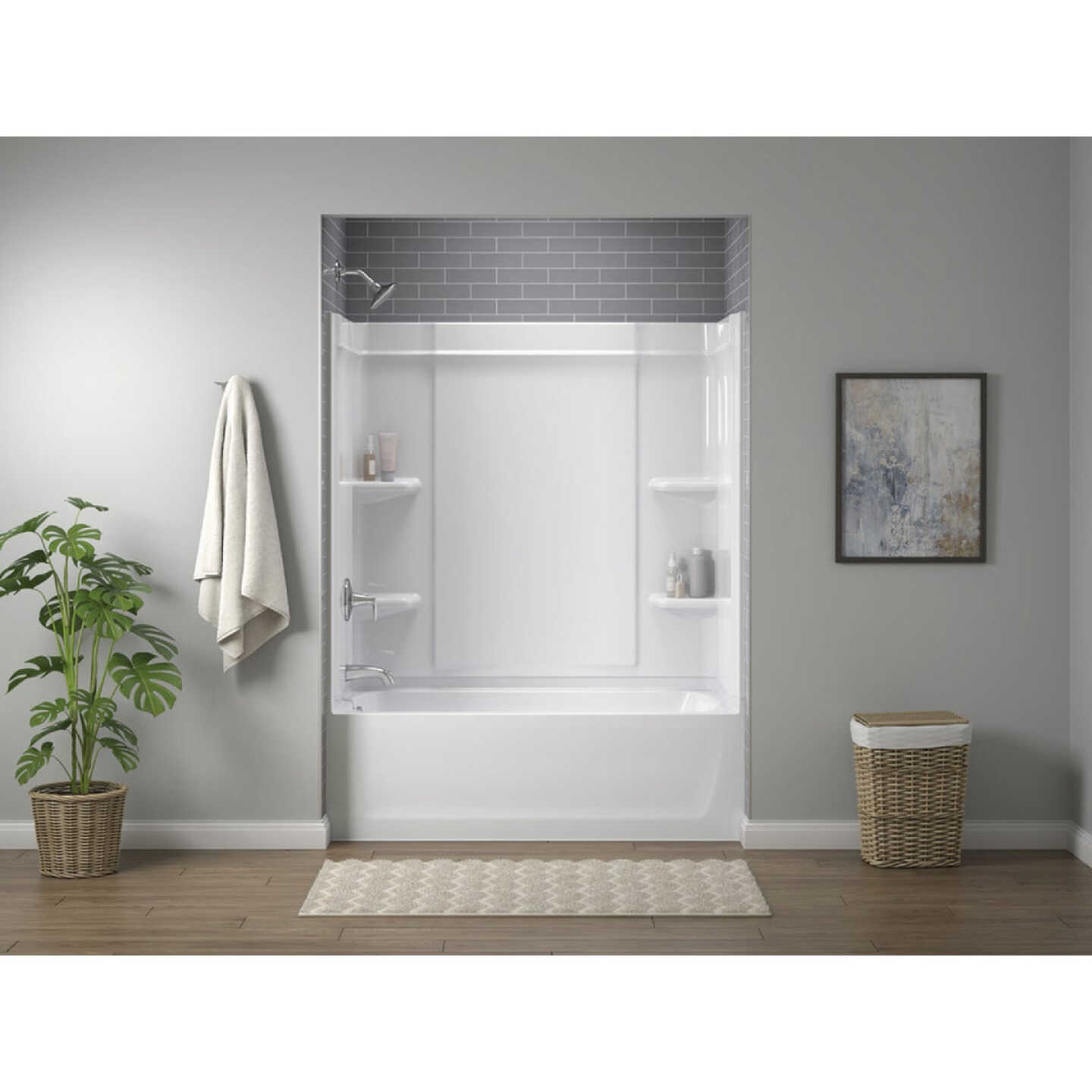 Sterling Ensemble Curve 30 In. W x 72-1/2 In. H 2- Piece Shower End Wall Set in White Image 2