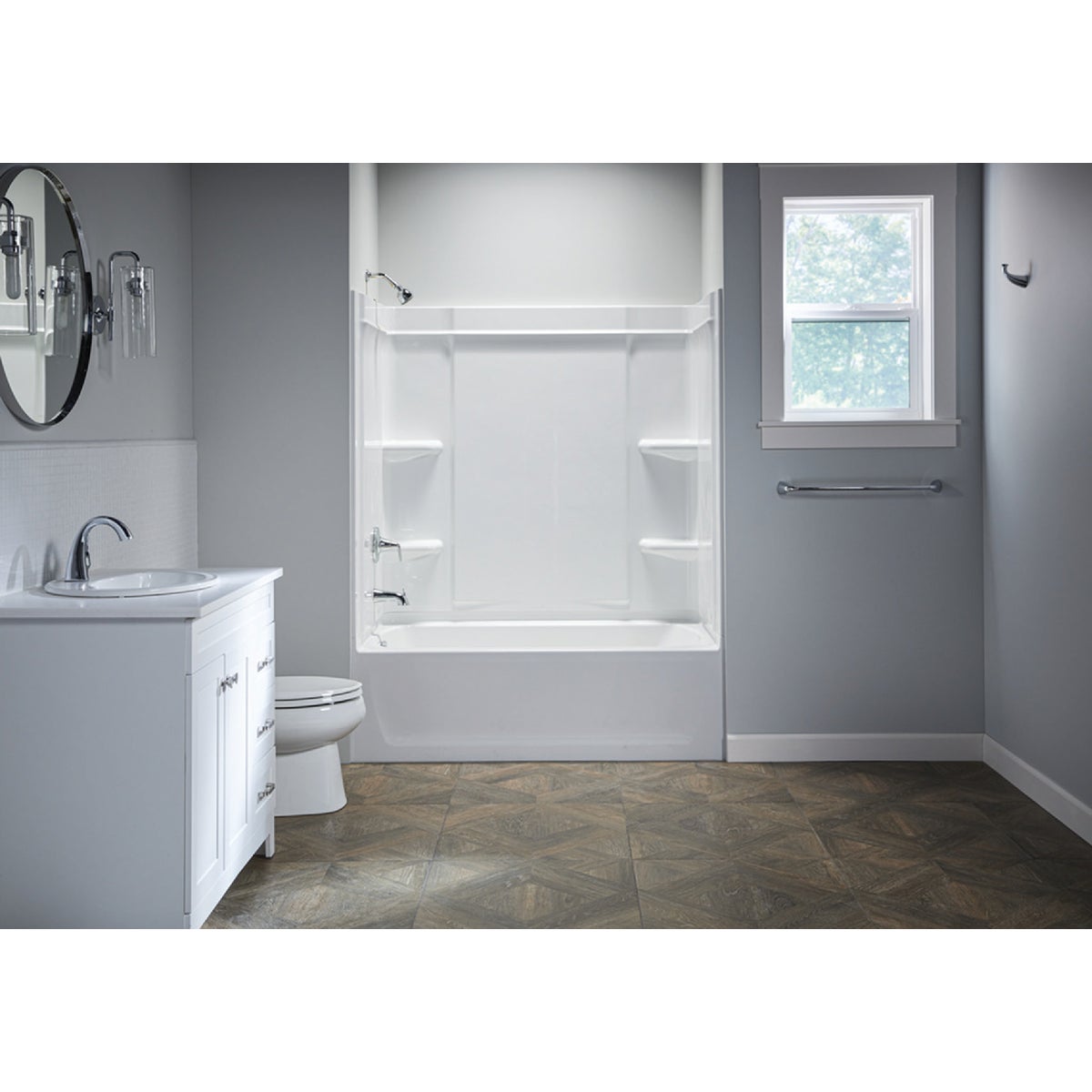 Sterling Ensemble Curve 30 In. W x 72-1/2 In. H 2- Piece Shower End Wall Set in White Image 3