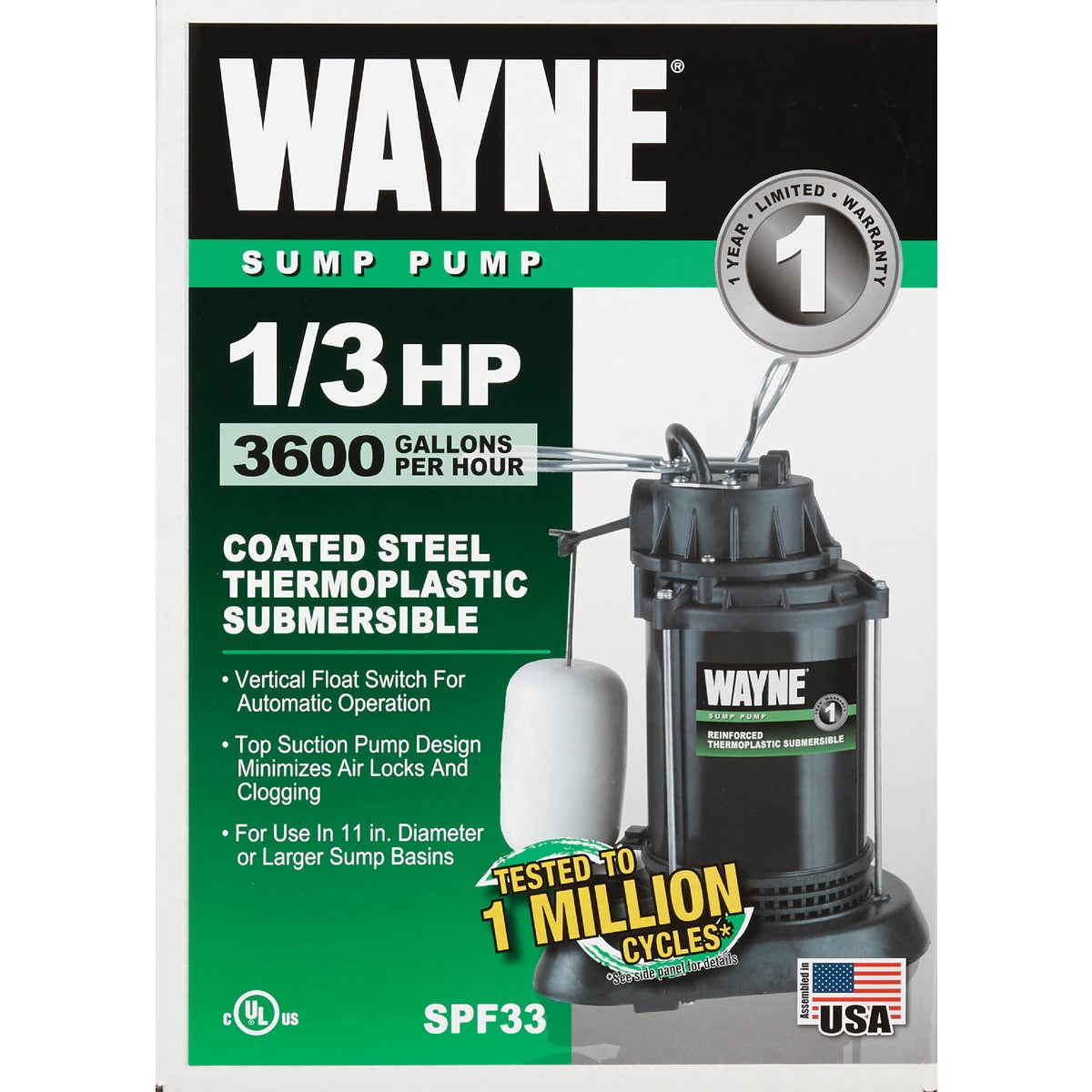 Wayne SPF Series 1/3 HP 115V Submersible Sump Pump Image 2