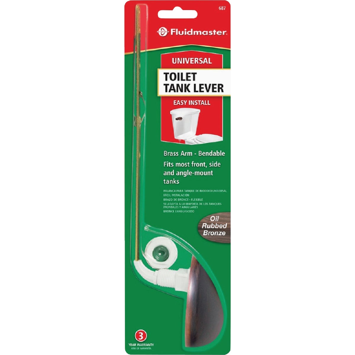 Fluidmaster Universal Fit Oil-Rubbed Bronze Tank Lever with Brass Arm Image 4