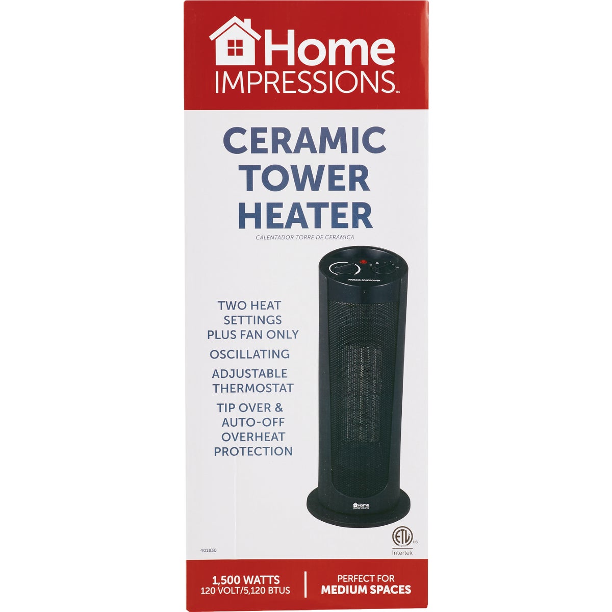 Home Impressions 1500W 120V Tower Ceramic Space Heater Image 2