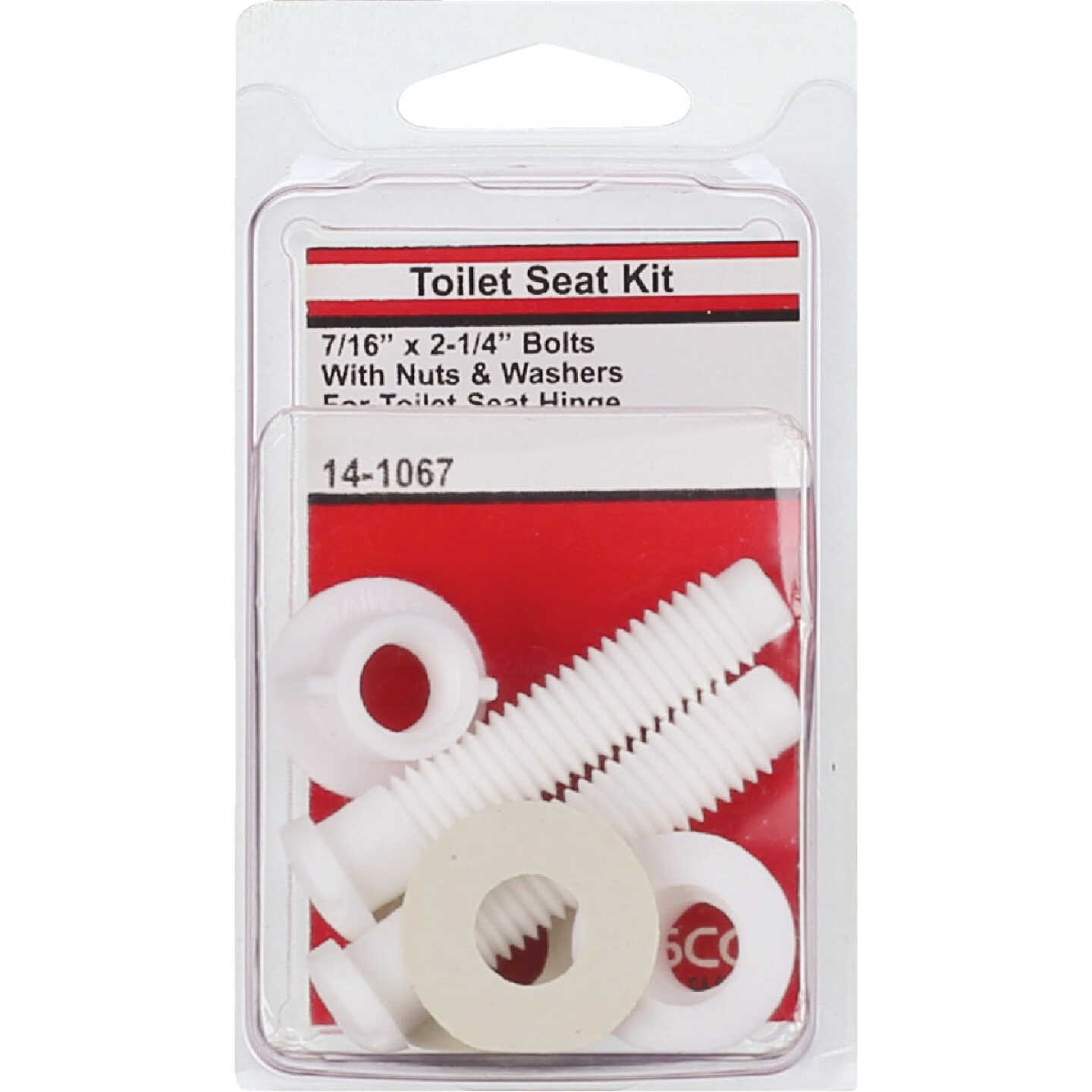 Lasco 7/17" x 2-1/8" White Plastic Toilet Seat Bolt, Includes Nuts and Washers Image 2