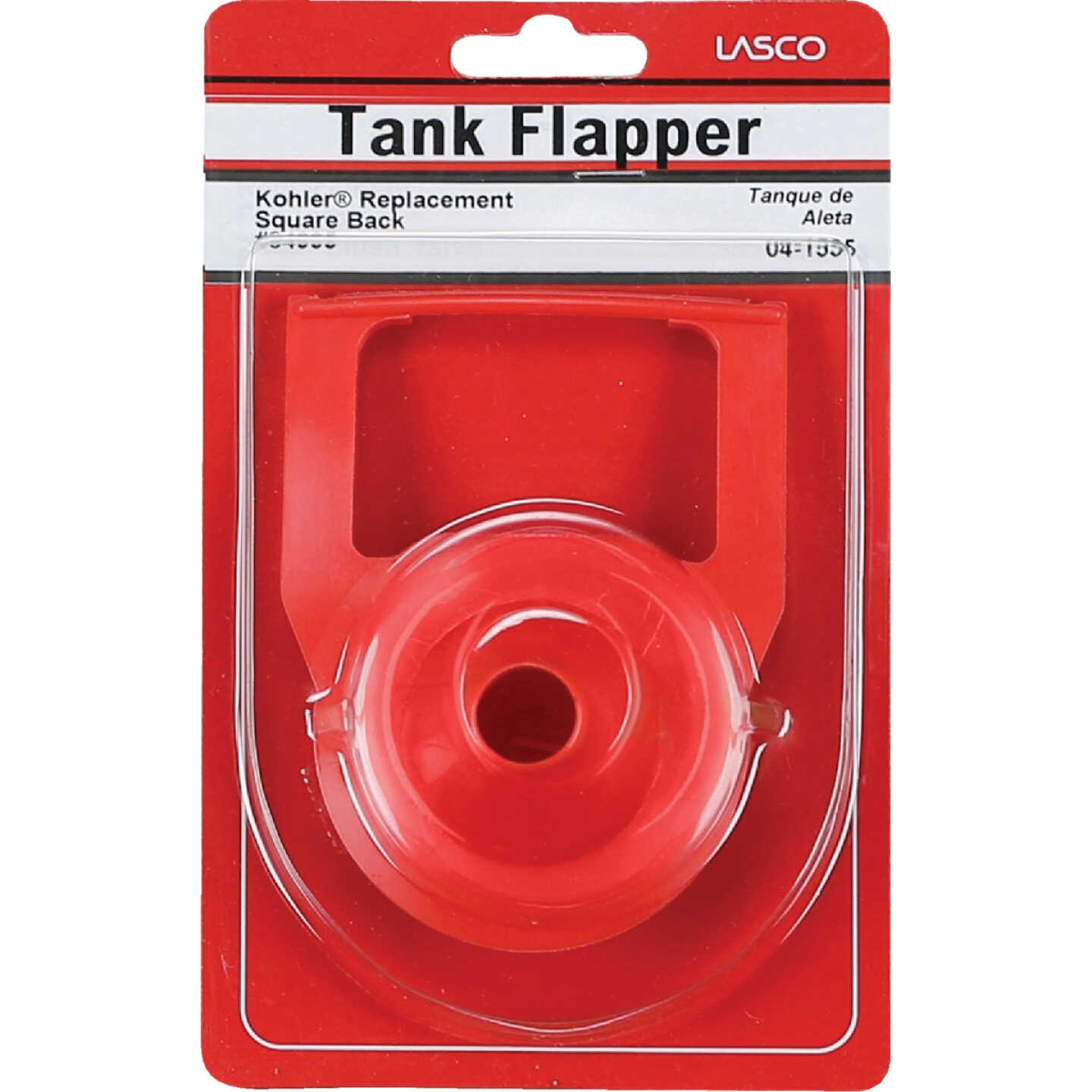 Lasco Square Back Red Rubber Flapper with Chain Image 2
