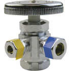 Lasco 1/2 In. IP x 3/8 In. Compression x 1/4 In. Compression Multi-Turn Style Angle Valve Image 1