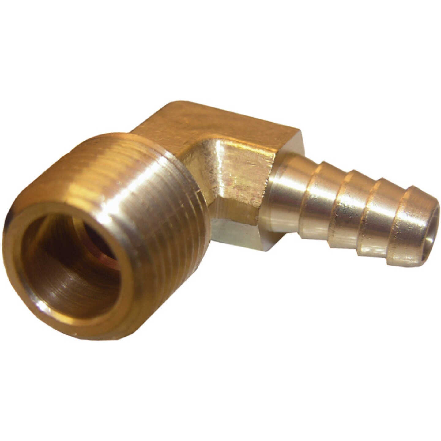 Lasco 1/2 In. MPT x 3/8 In. Hose Barbed 90 Deg. Brass Elbow (1/4 Bend) Image 1