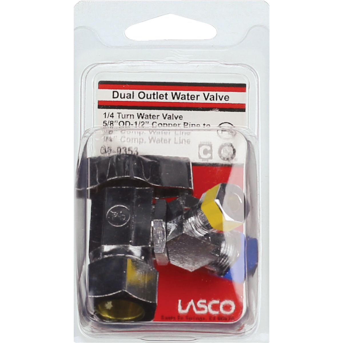 Lasco 5/8 In. C Inletx3/8 In. C Outletx1/4 In. C Outlet 1/4 Turn Angle Valve Image 2