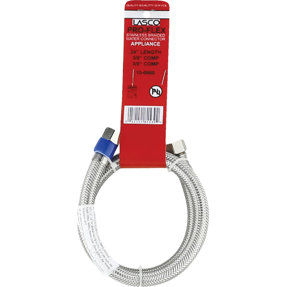 Lasco 3/8 In.C x 3/8 In.C x 24 In. L Braided Stainless Steel Flex Line Appliance Water Connector Image 2