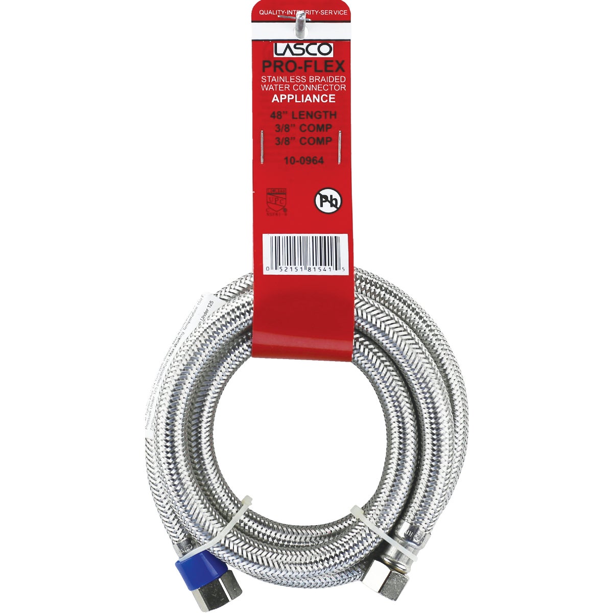 Lasco 3/8 In.C x 3/8 In.C x 48 In. L Braided Stainless Steel Flex Line Appliance Water Connector Image 2