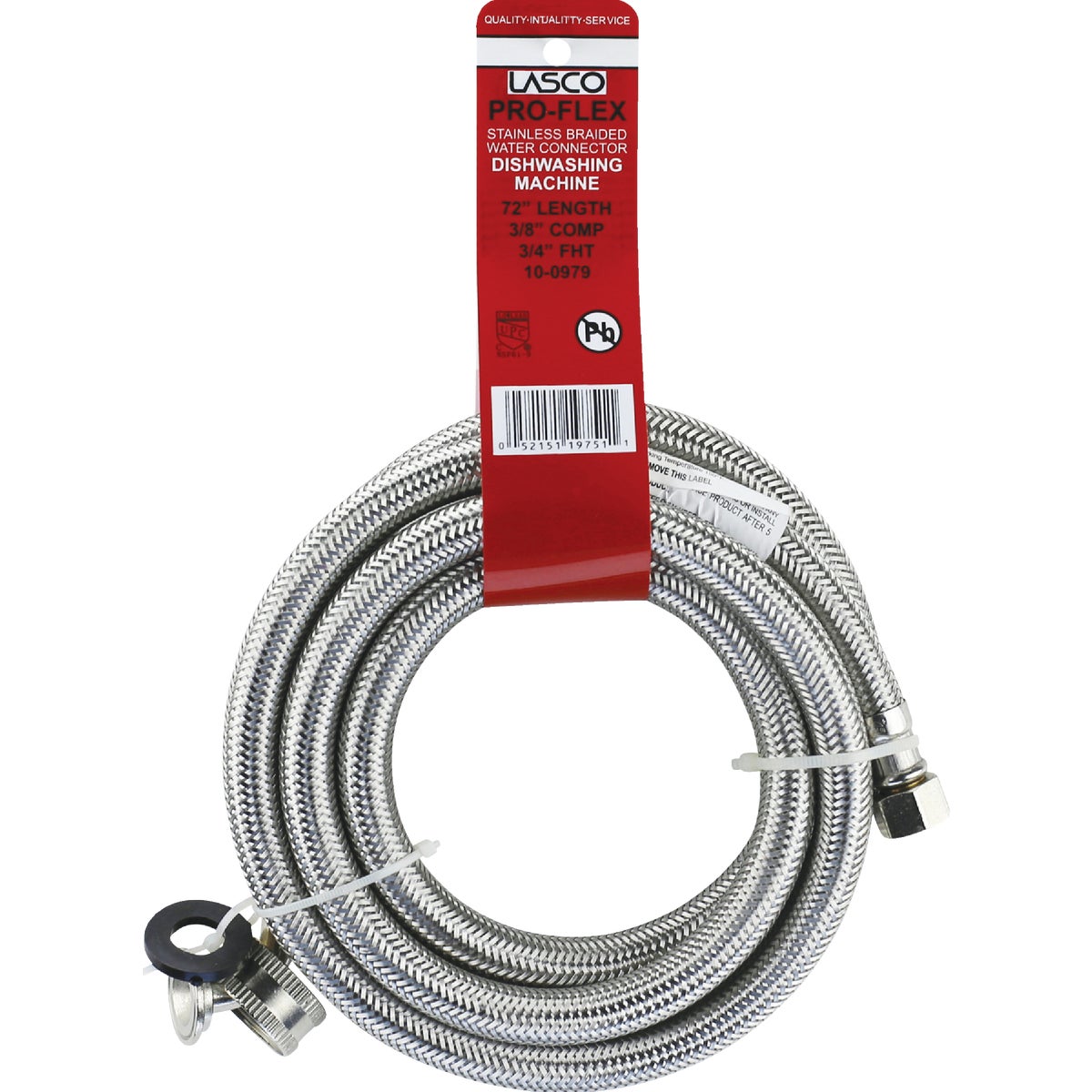 Lasco 3/8 In. x 3/4 In. x 72 In. L Stainless Steel Dishwasher Connector Image 2