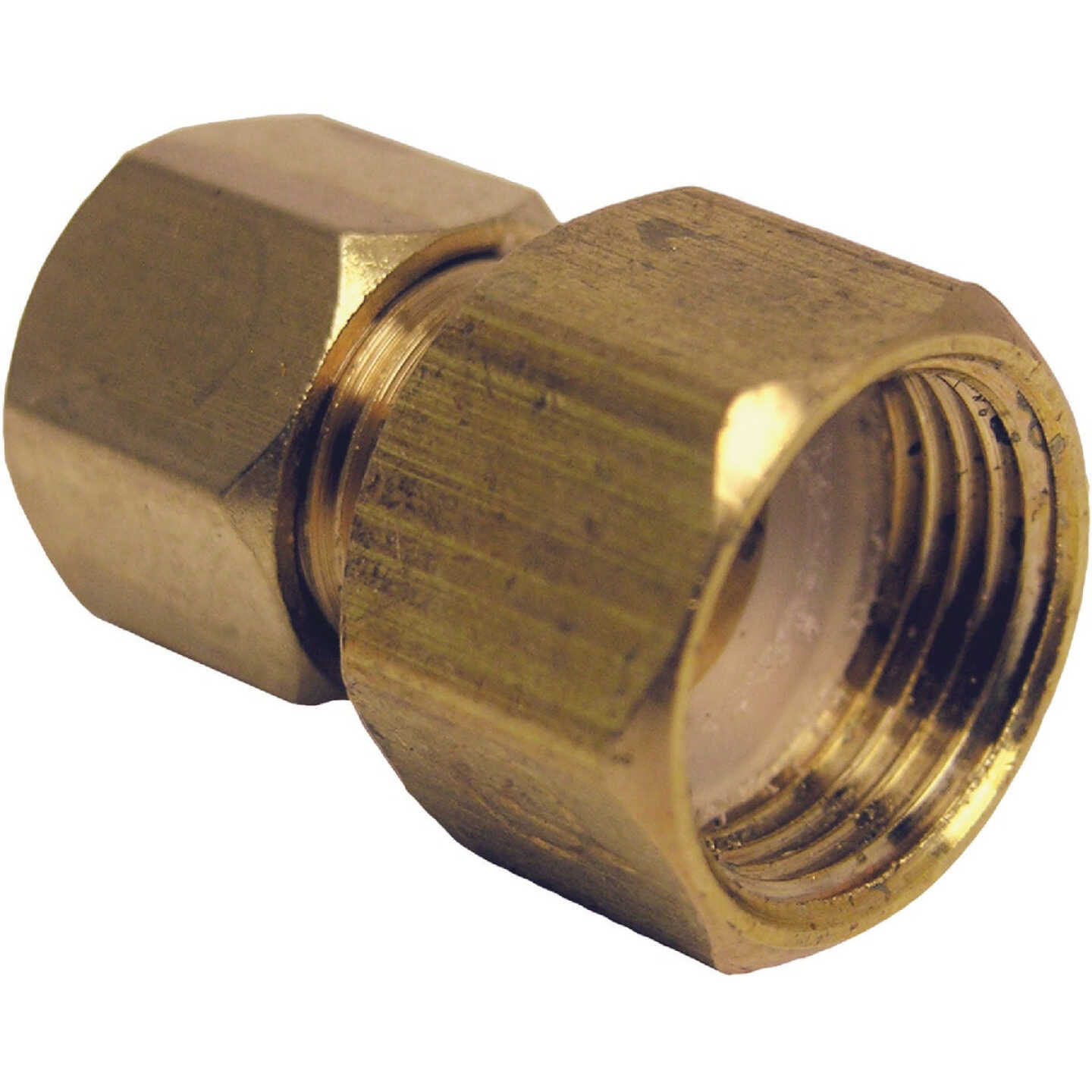 Lasco 3/8 In. FC x 1/4 In. MC Brass Compression Adapter Image 1