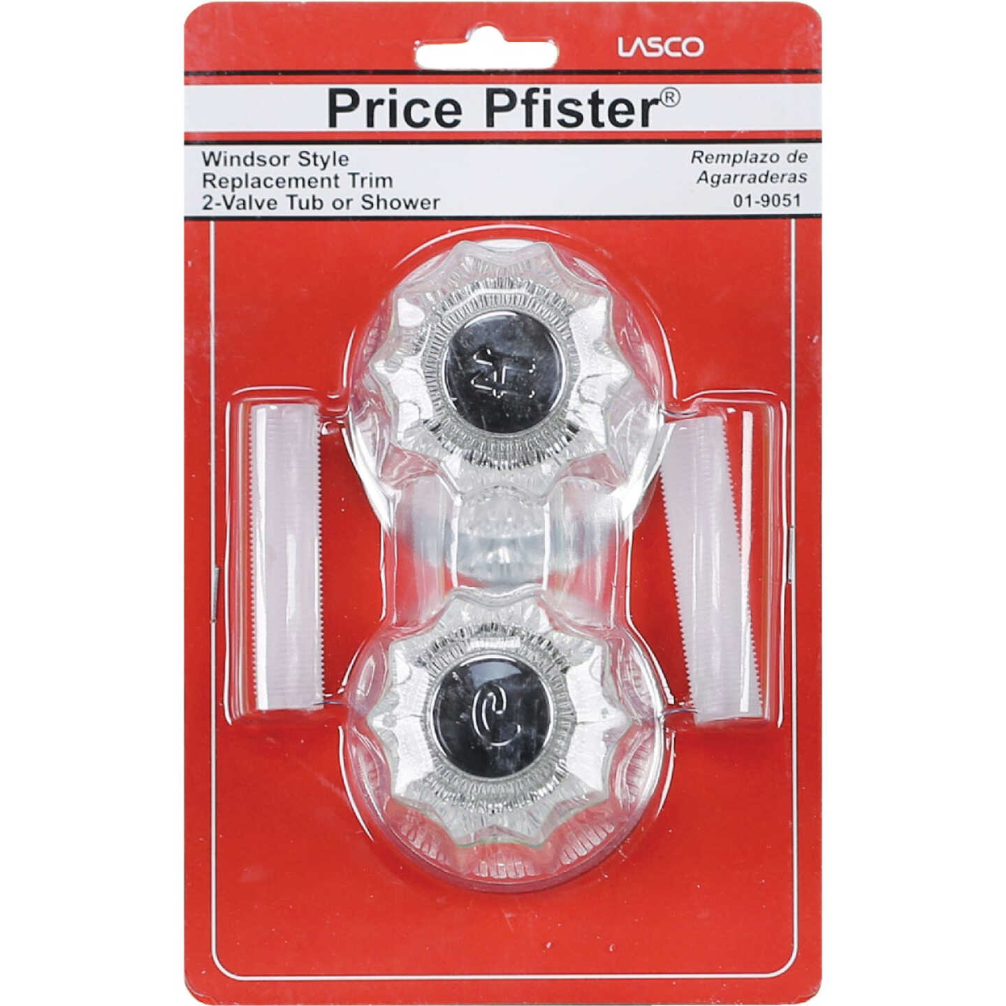 Lasco Price Pfister 2-Valve Round Clear Tub & Shower Handle Kit Image 2