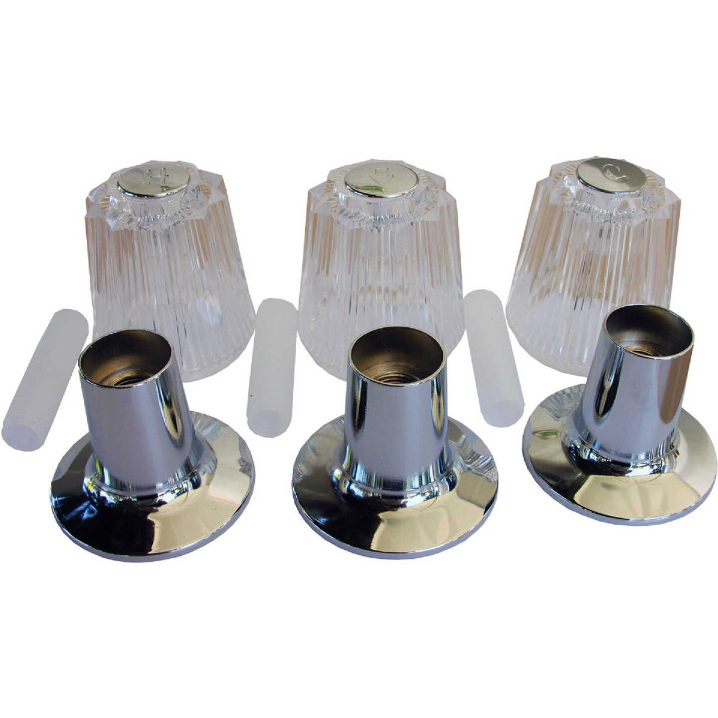 Lasco Price Pfister 3-Valve Round Clear Tub & Shower Handle Kit Image 1