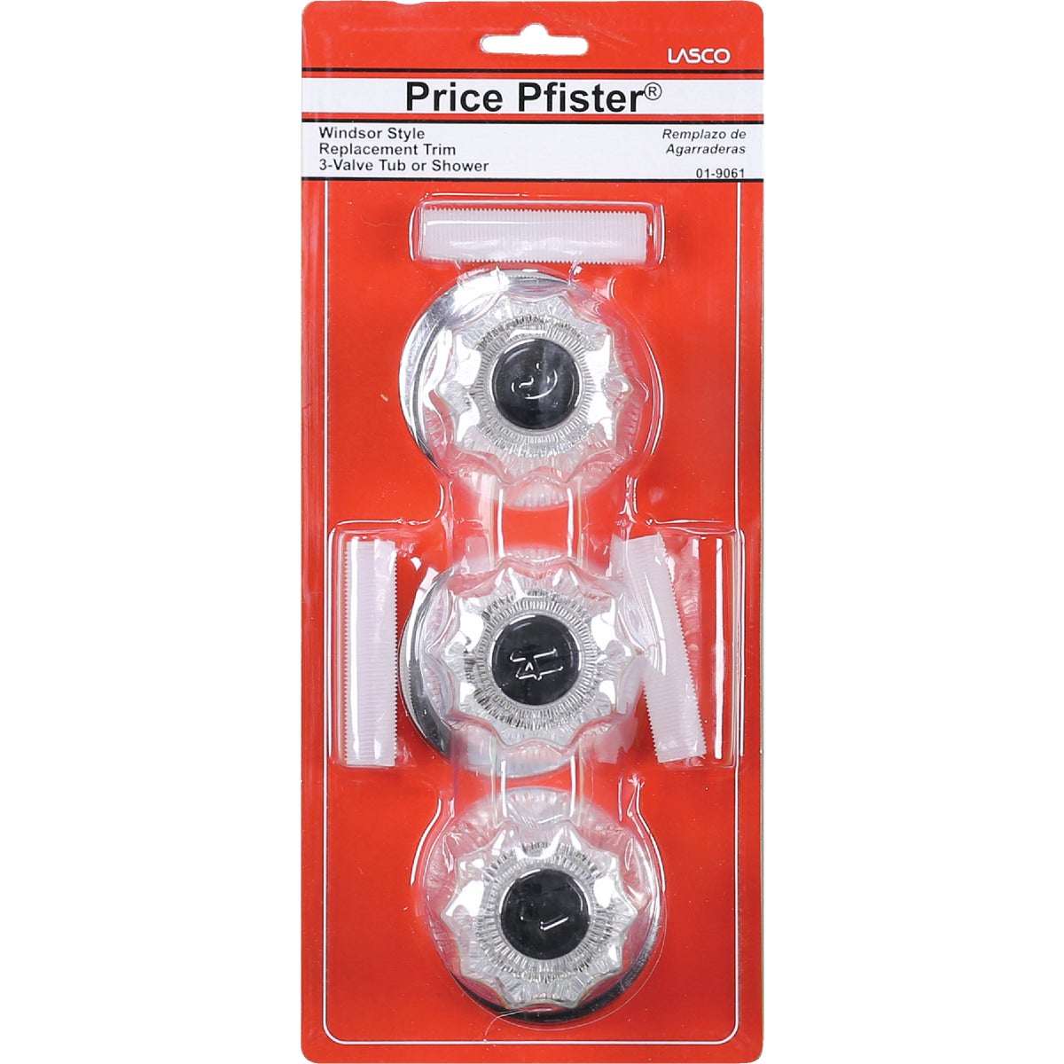 Lasco Price Pfister 3-Valve Round Clear Tub & Shower Handle Kit Image 2