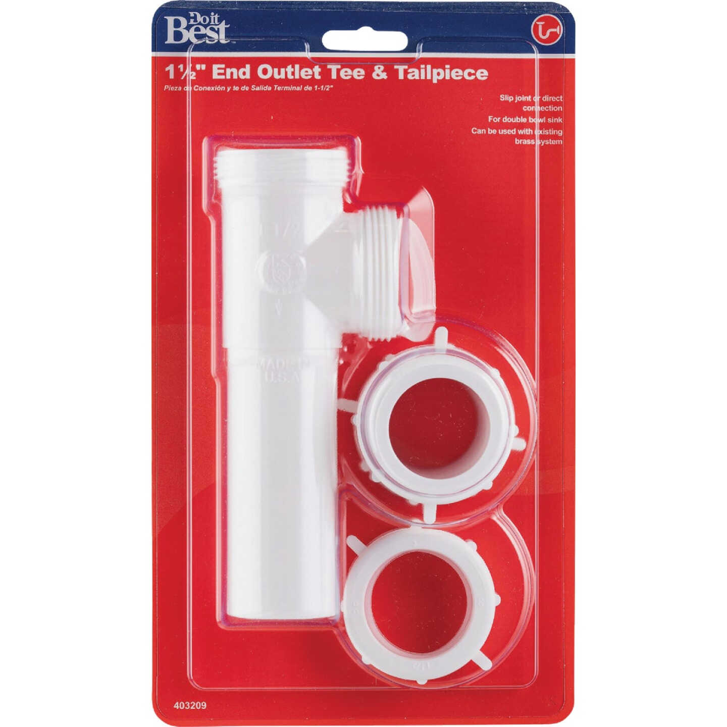 Do it Best 1-1/2 In. White Polypropylene End Outlet Tee Image 1