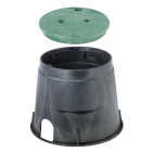 NDS 10 In. Round Black & Green Valve Box with Cover Image 1