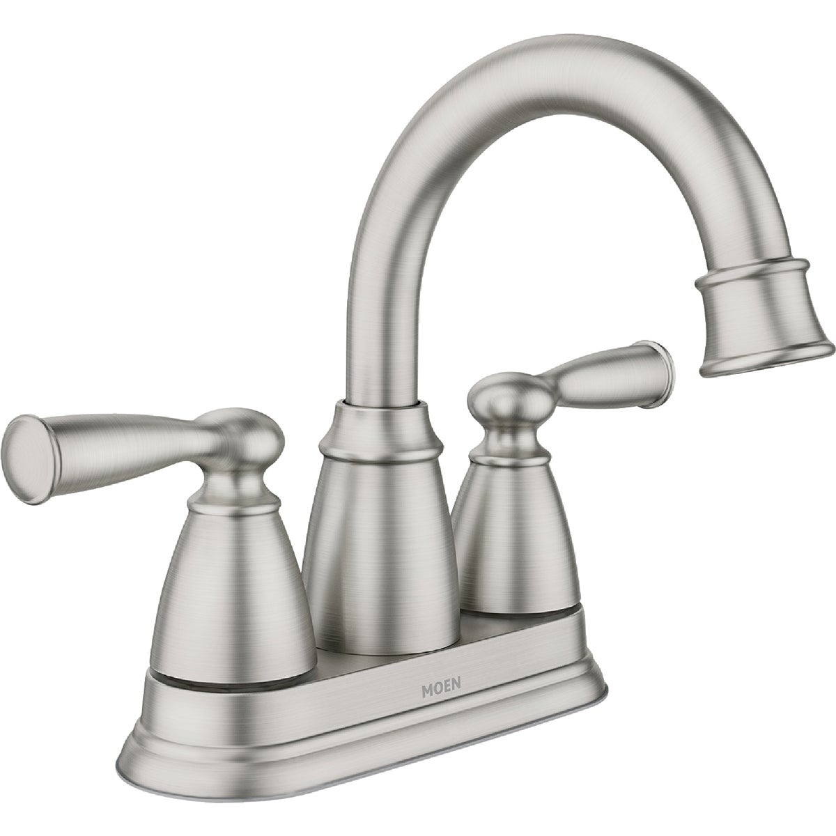 Moen Banbury 2-Handle Lever High Arc Centerset Bathroom Faucet with Push-Down, Spot Resist Brushed Nickel Image 1