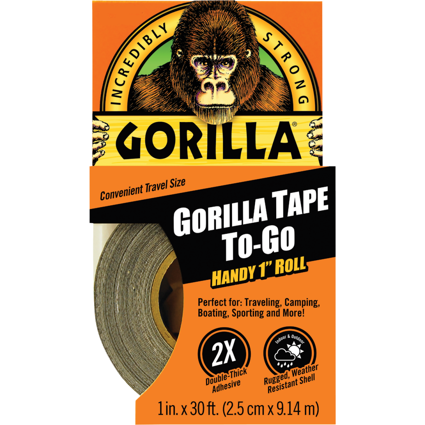 Gorilla 1 In. x 30 Ft. To-Go Heavy-Duty Duct Tape, Black Image 1