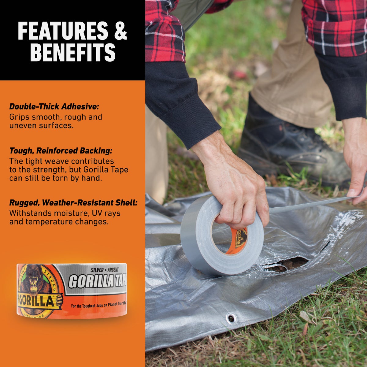 Gorilla 1.88 In. x 30 Yd. Heavy-Duty Duct Tape, Silver Image 3