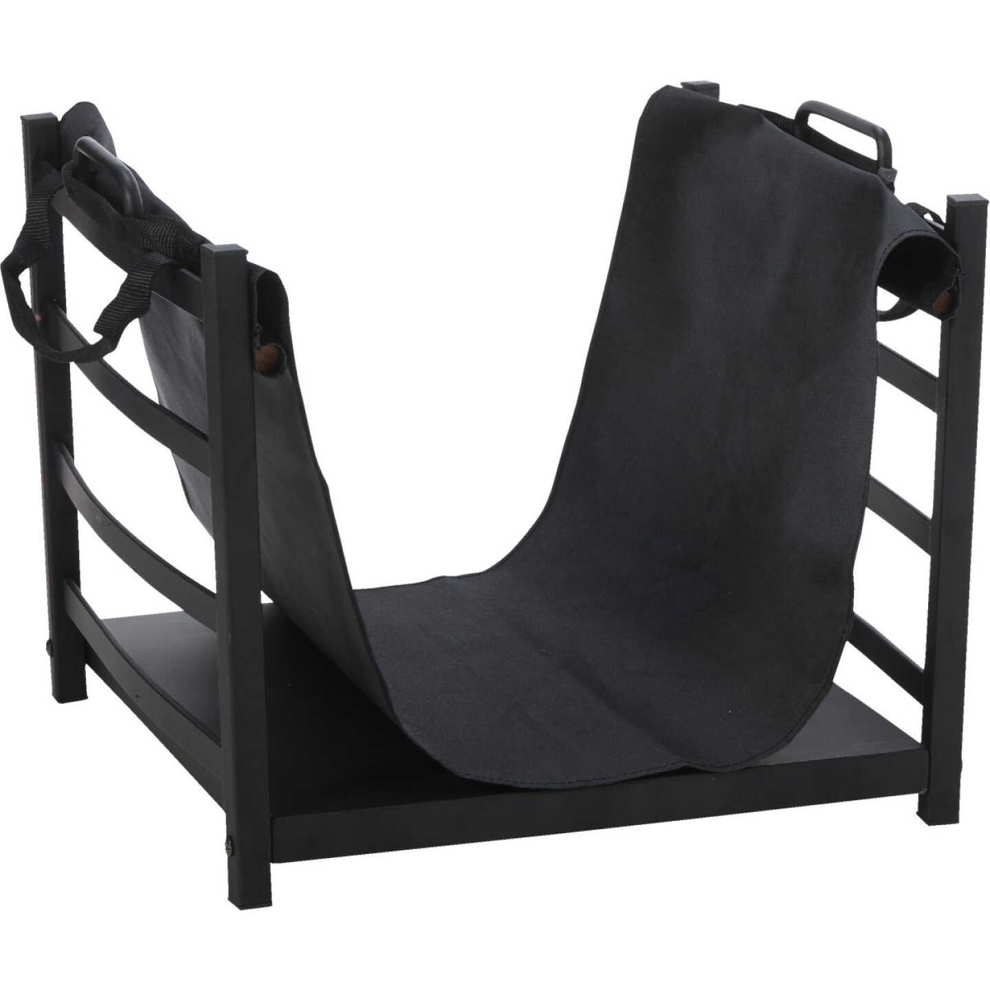 Home Impressions Steel & Canvas 16 In. W x 13-1/2 In. H x 15 In. D Black Fireplace Log Holder Image 1