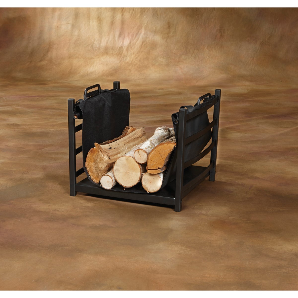 Home Impressions Steel & Canvas 16 In. W x 13-1/2 In. H x 15 In. D Black Fireplace Log Holder Image 3