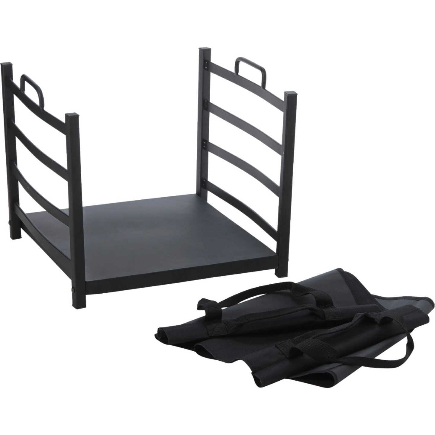 Home Impressions Steel & Canvas 16 In. W x 13-1/2 In. H x 15 In. D Black Fireplace Log Holder Image 4