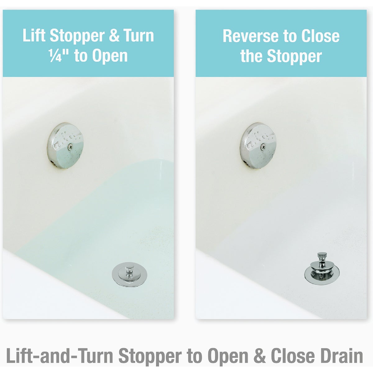 Danco Lift & Turn 3/8 In. & 5/16 In. Thread Tub Drain Stopper Cartridge in Chrome Image 8