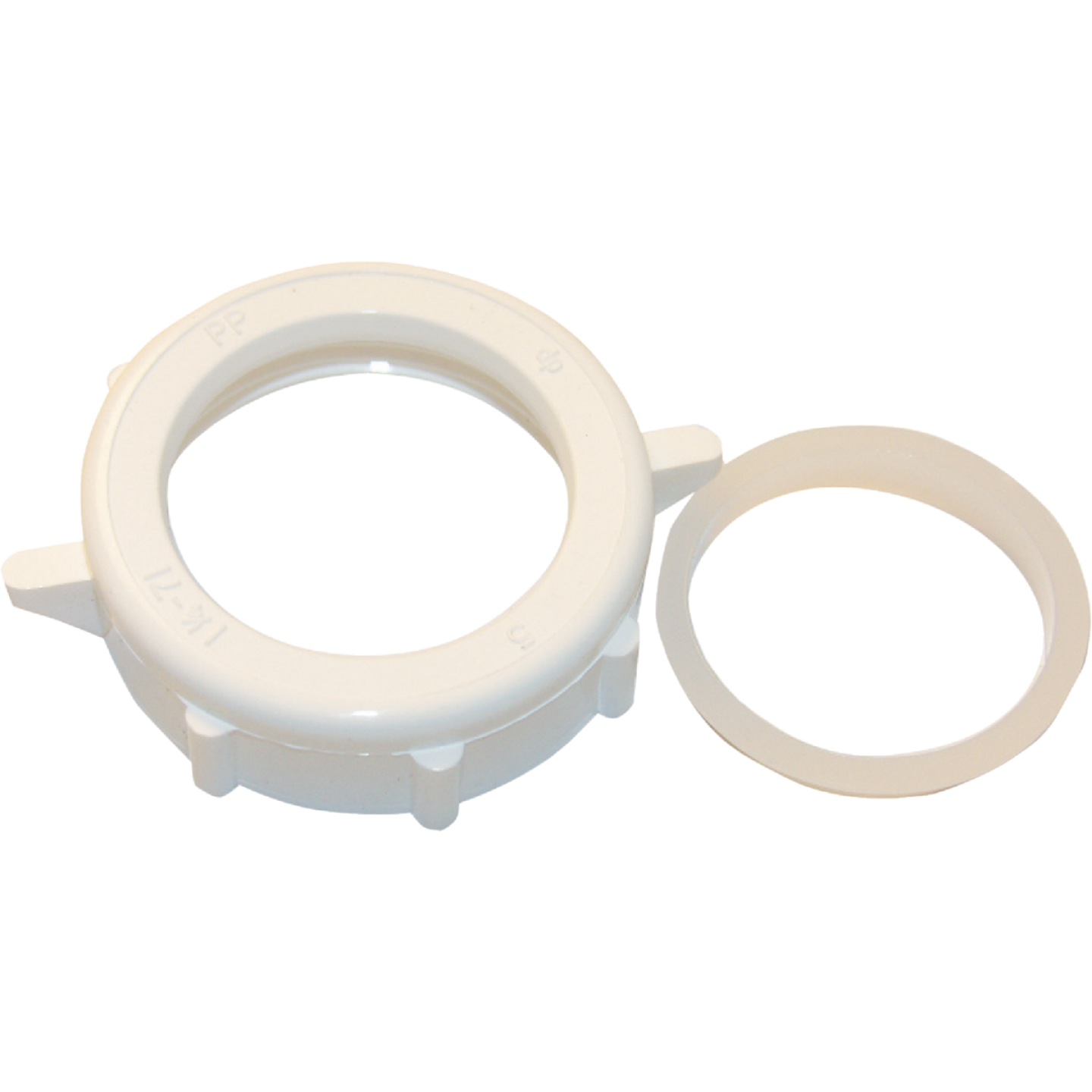 Lasco 1-1/4 In. x 1-1/4 In. White Plastic Slip Joint Nut and Washer Image 1
