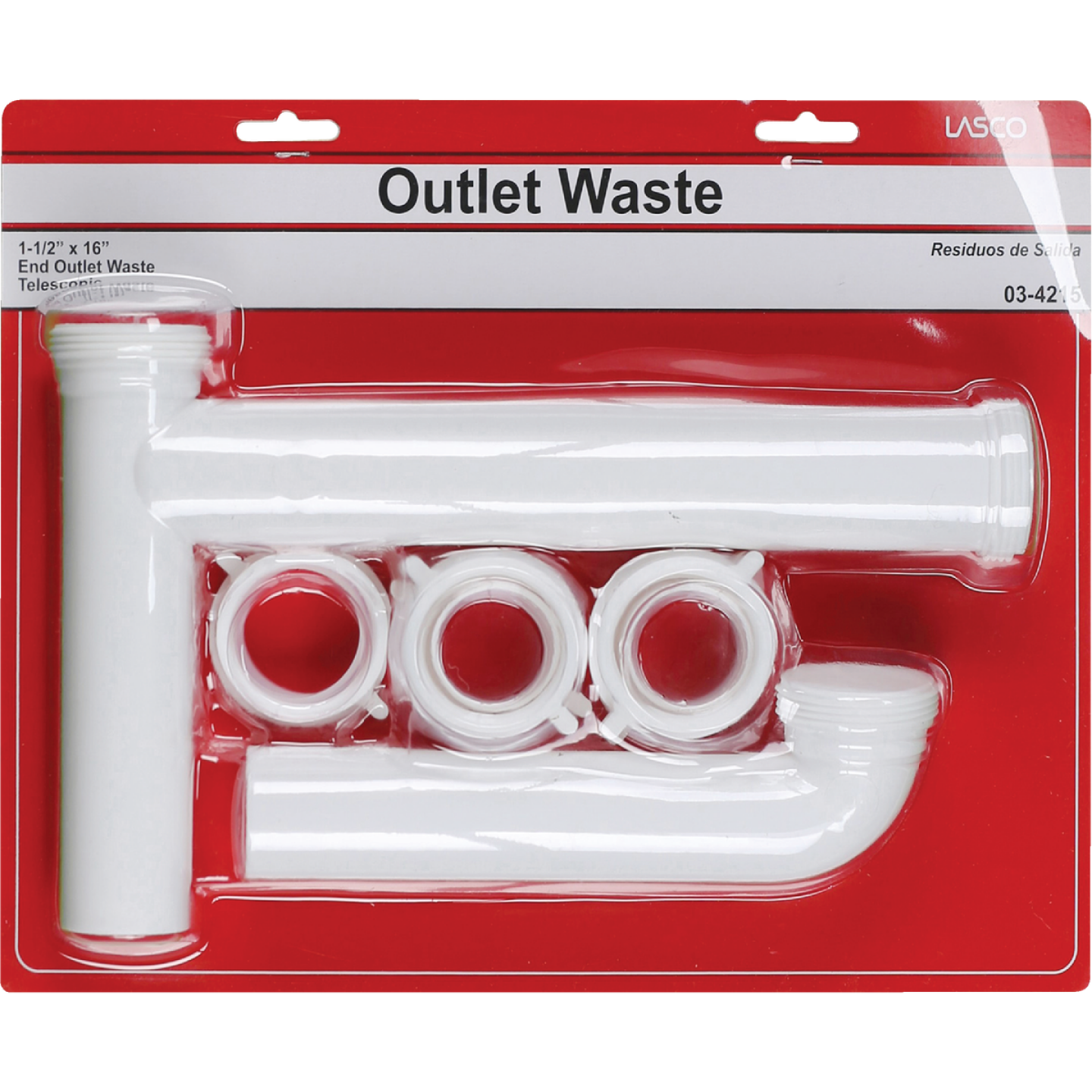 Lasco 1-1/2 In. OD x 16 In. White Plastic End Outlet Waste Image 2