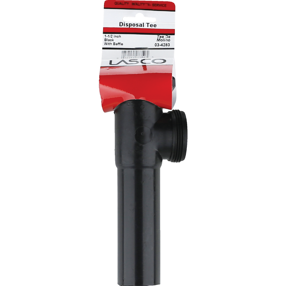 Lasco 1-1/2 In. OD x 7 In. Black Plastic End Outlet Tee Image 2