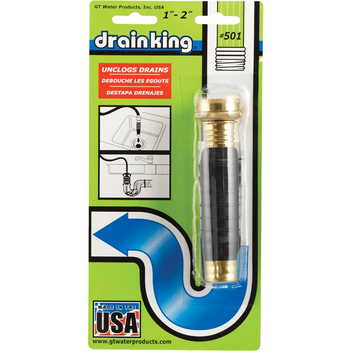 G. T. Water Drain King 1" to 2" Water-Pressure Drain Opener Image 2
