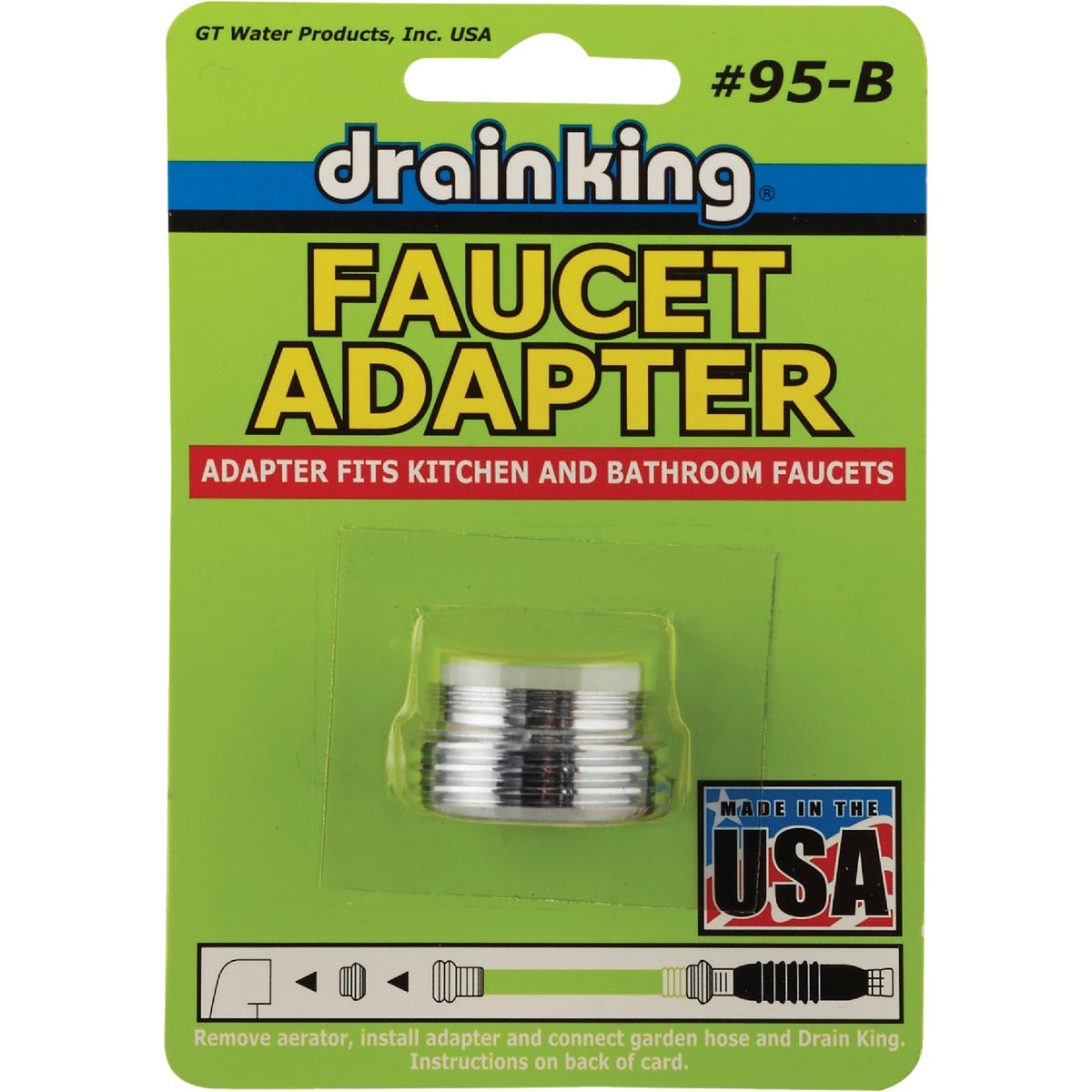 G. T. Water Female Faucet Adapter for Drain King, Brass Image 2