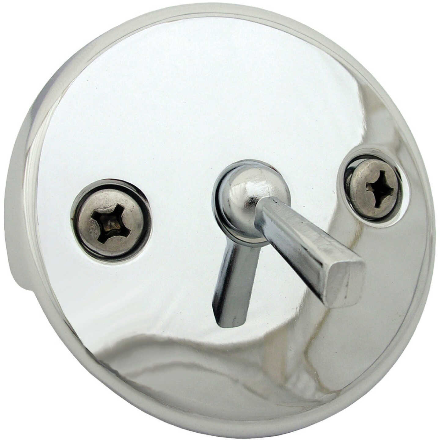 Lasco Two-Hole Chrome Bath Drain Face Plate with Trip Lever Image 1