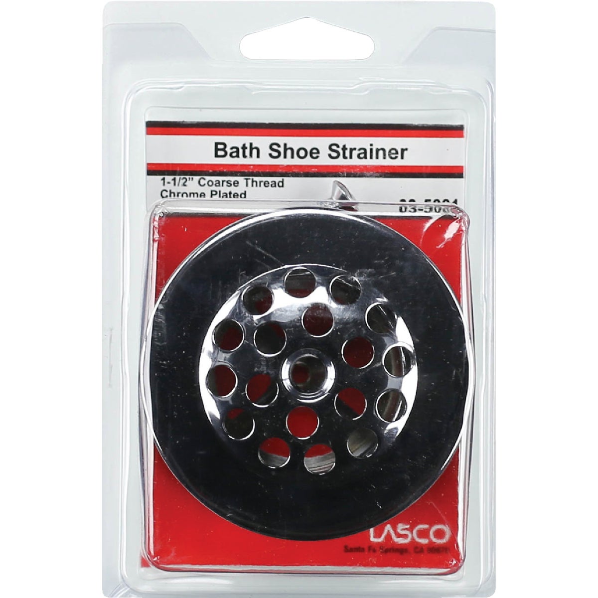 Lasco 1-1/2 In. Coarse Thread Bath Shoe Tub Drain Strainer with Chrome Plated Finish Image 2