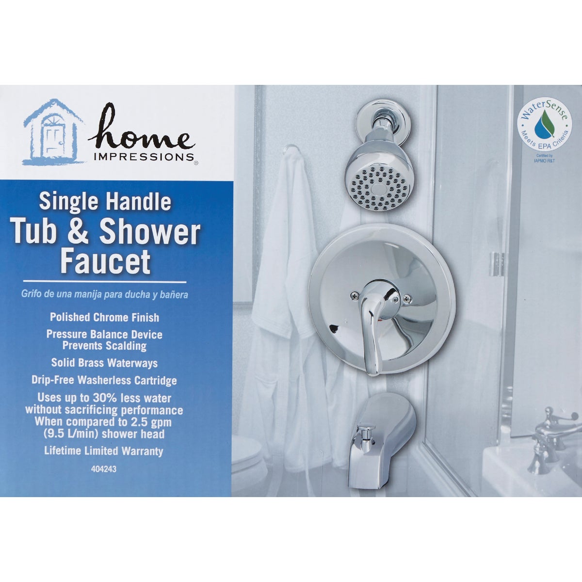 Home Impressions Polished Chrome Single-Handle Lever Tub & Shower Faucet Image 2