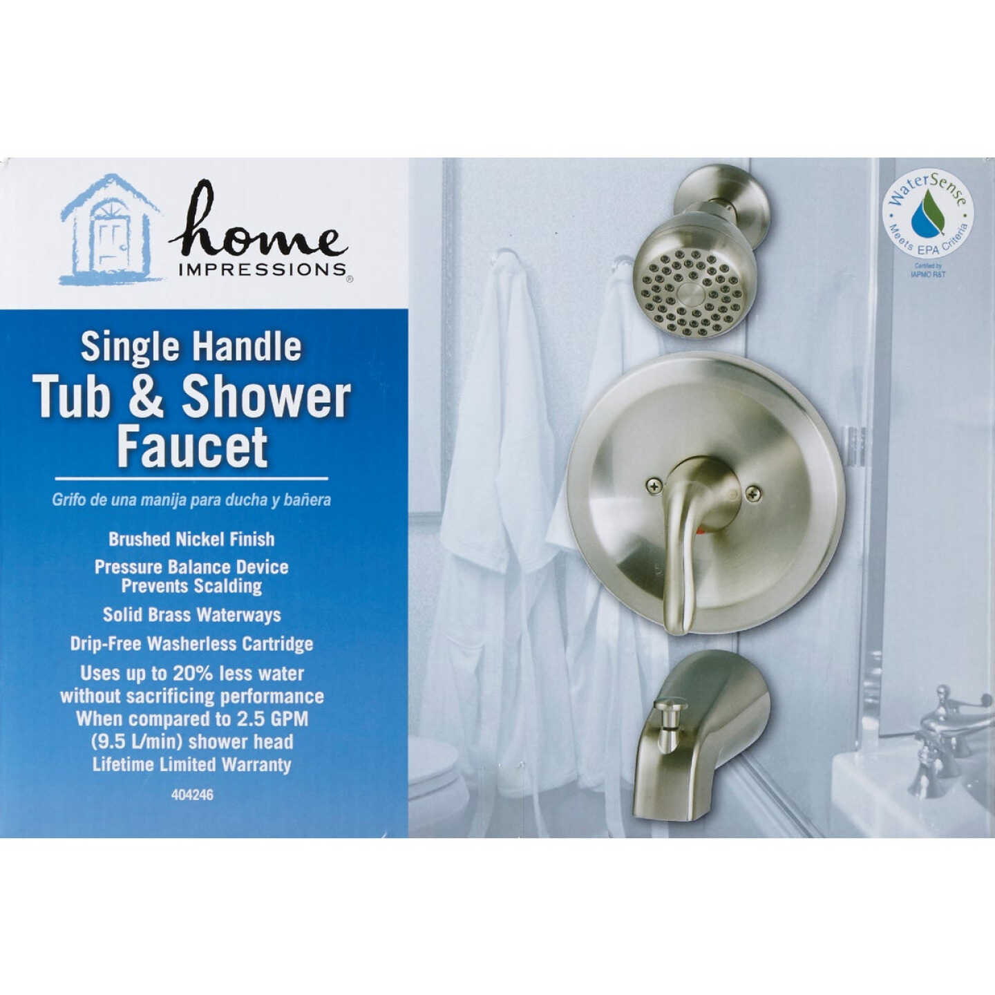 Home Impressions Brushed Nickel Single-Handle Metal Lever Tub & Shower Faucet Image 2