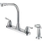 Home Impressions 2-Handle Metal Handle Kitchen Faucet with Side Spray, Chrome Image 1