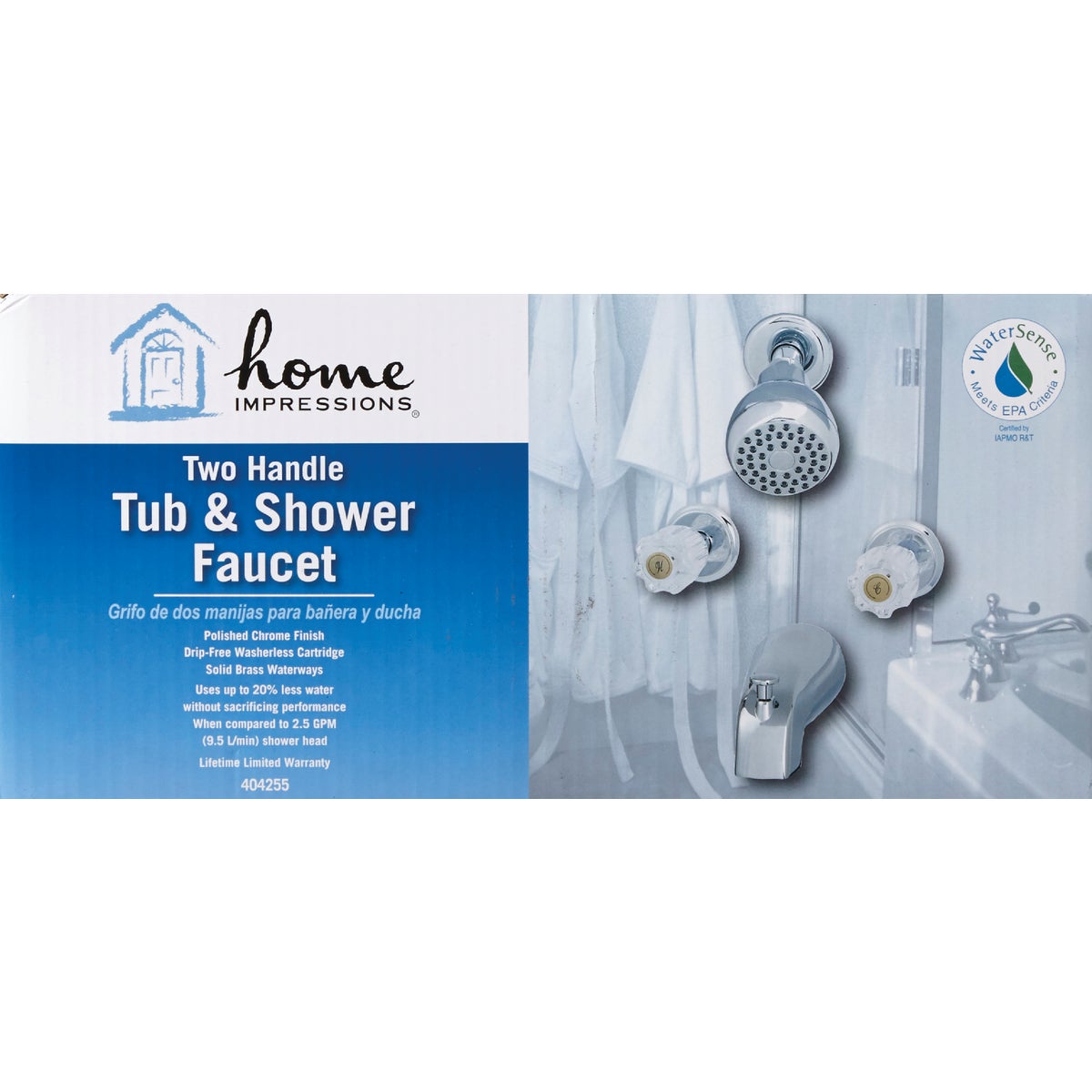 Home Impressions Chrome 2-Handle Acrylic Knob Tub & Shower Faucet Image 2
