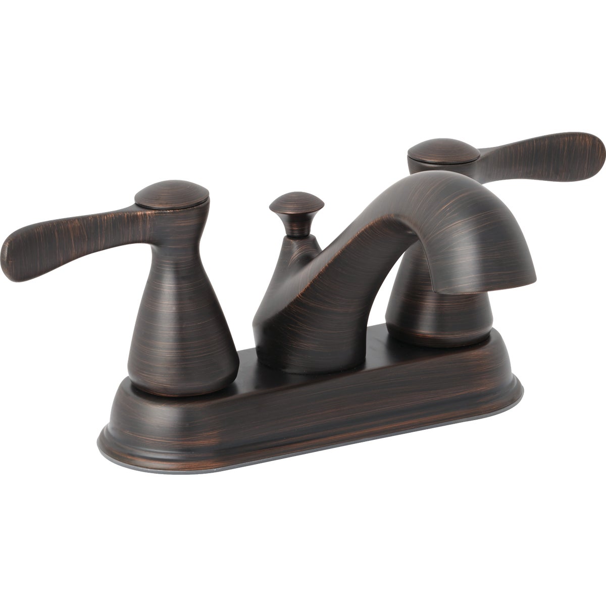 Home Impressions Traditional Oil-Rubbed Bronze 2-Handle Lever 4 In. Centerset Bathroom Faucet with Pop-Up Image 1